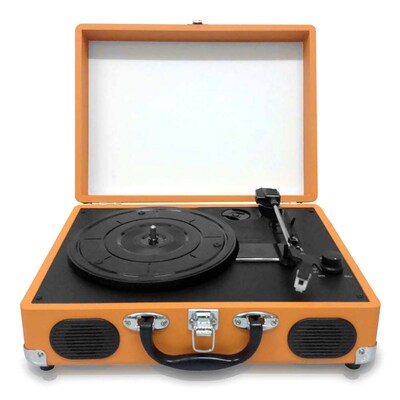 Pyleaudio® PVTT2U Retro Belt-Drive Turntable W/USB-to-PC Connection, Rechargeable Battery, Orange