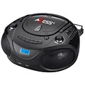 Axess® PB2703 Portable Boombox MP3/CD Player W/Text Display/AM/FM/Controls Even Dark, Black