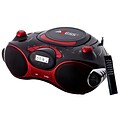 Axess® PB2704 Portable Boombox MP3/CD Player W/Text Display/AM/FM Stereo, Black/Red