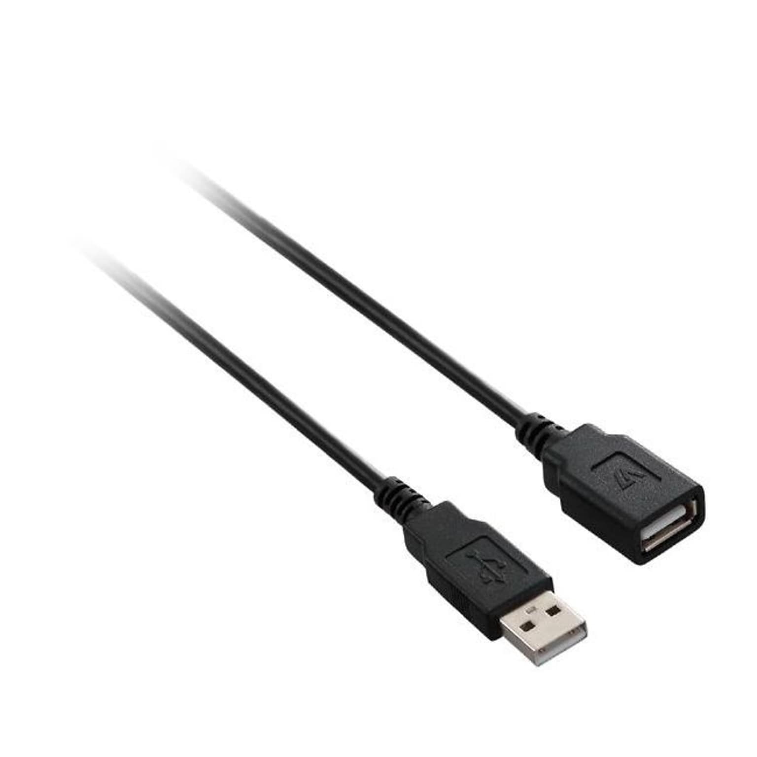 V7® 6 A to A M/F USB 2.0 Cable With Standard Copper Conductor; Black