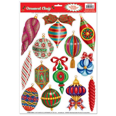 Beistle 12 x 17 Christmas Ornament Clings; 91/Pack