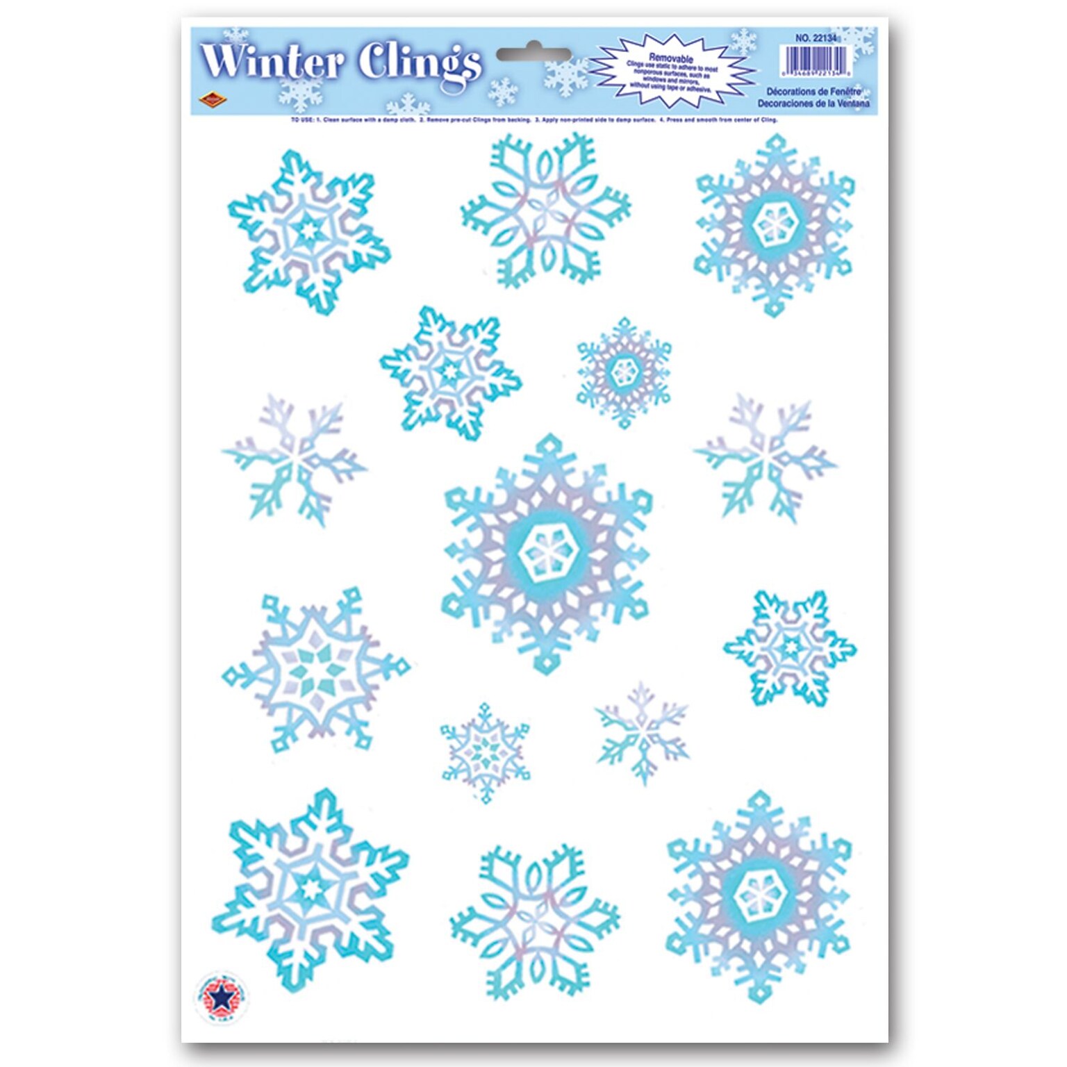 Beistle 12 x 17 Crystal Snowflake Clings; 105/Pack