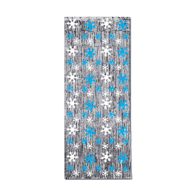 Beistle 8 x 3 Snowflake 1-Ply Glm N Curtain; Silver/Blue/White