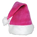 Beistle Santa Hat With Plush Trim, One Size, Pink