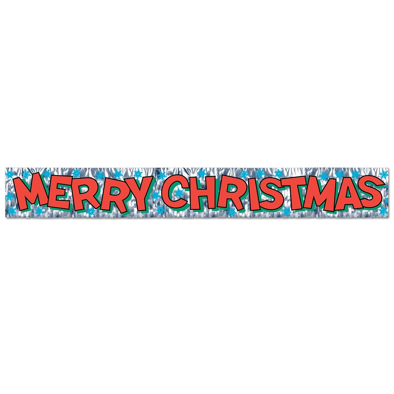 Beistle 8 x 5 Merry Christmas Fringe Banner; Silver, 4/Pack