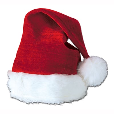 Beistle Santa Hat With Plush Trim, One Size, Red