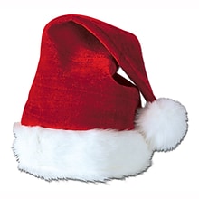 Beistle Santa Hat With Plush Trim, One Size, Red