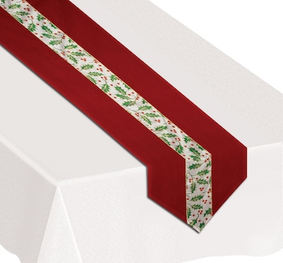 Beistle 12 x 6 Christmas Holly Table Runner; Red, 2/Pack