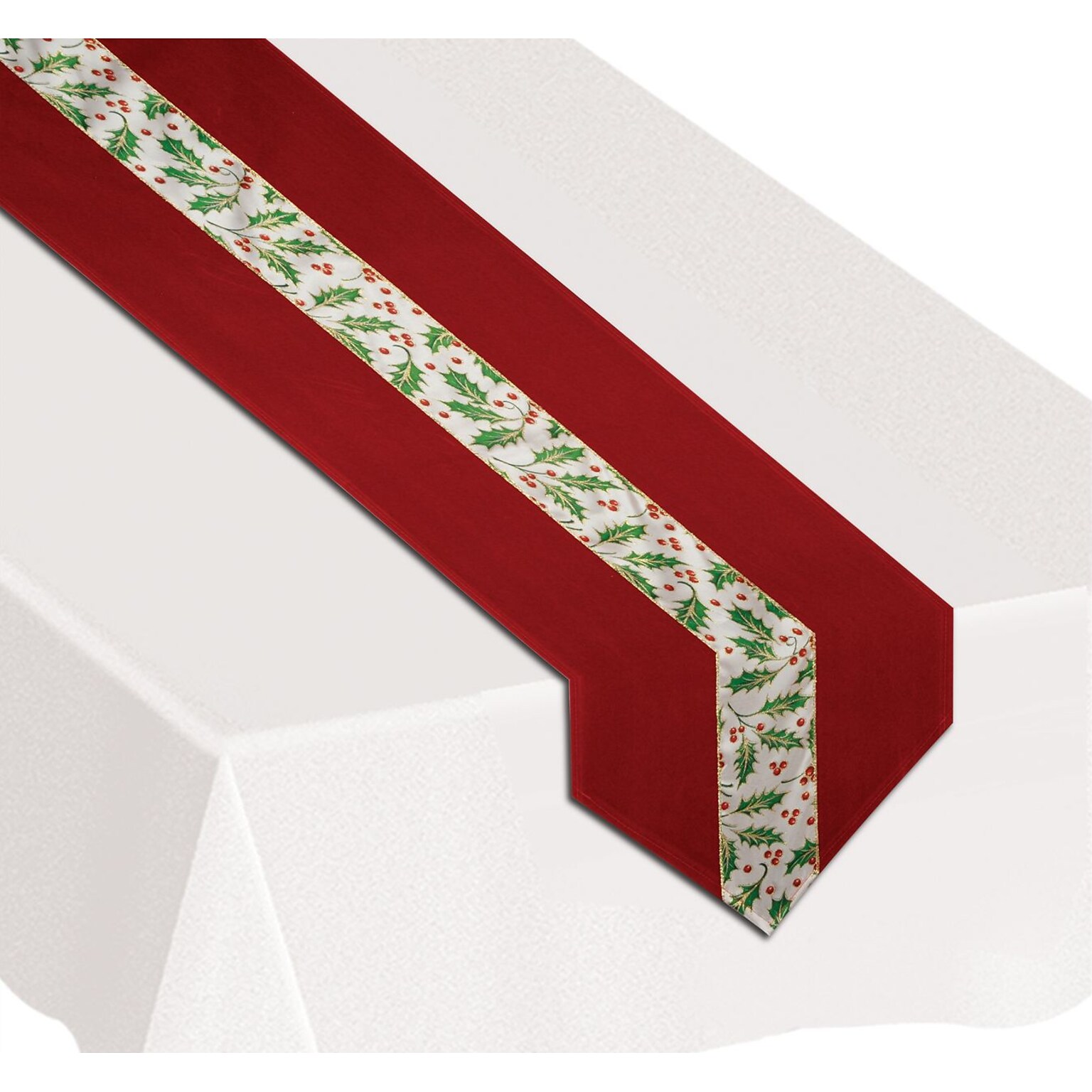 Beistle 12 x 6 Christmas Holly Table Runner; Red, 2/Pack