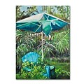 Trademark Fine Art Chair Umbrella Garden 14 x 19 Canvas Art