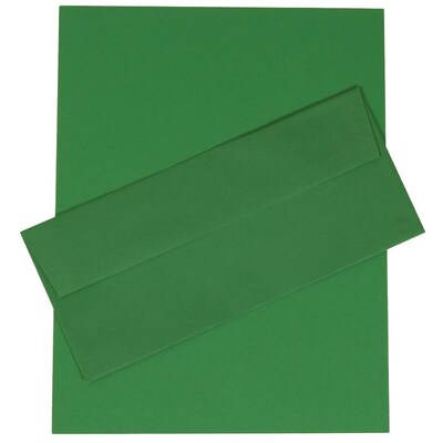 JAM Paper® Business Stationery Set, 100 Sheets of Paper and 100 #10 Envelopes, Brite Hue Green Recycled, set of 100 (303024417)