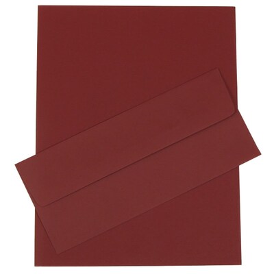 JAM Paper® Business Stationery Set, 50 Sheets of Paper and 50 #10 Envelopes, Burgundy, set of 100 (303024447)