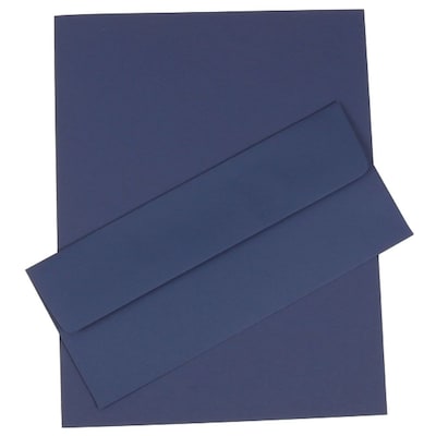 JAM Paper® #10 Business Stationery Set, 4.125 x 9.5, Presidential Blue, 50/Pack (303024453)