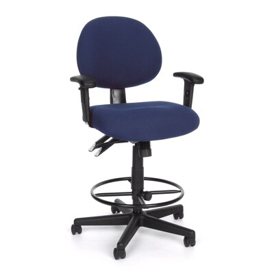 OFM™ Fabric 24-Hour Computer Task Chair With Arms & Drafting Kit, Blue