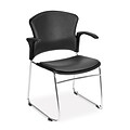 OFM Multi-Use Stack Chair with Arms, Vinyl Seat and Back, Charcoal, Pack of 4, (310-VAMA-4PK-604)