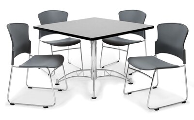 OFM™ 42 Square Multi-Purpose Gray Nebula Table With 4 Chairs, Gray