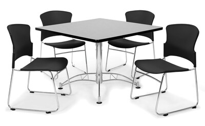 OFM™ 42 Square Multi-Purpose Gray Nebula Table With 4 Chairs, Black