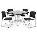 OFM™ 42 Square Multi-Purpose Gray Nebula Table With 4 Chairs, Black
