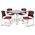 OFM™ 36 Square Multi-Purpose Gray Nebula Table With 4 Chairs, Wine