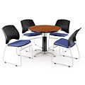 OFM™ 36 Round Multi-Purpose Cherry Table With 4 Chairs, Colonial Blue