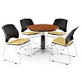 OFM™ 36 Round Multi-Purpose Cherry Table With 4 Chairs, Golden Flax