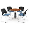OFM™ 42 Round Multi-Purpose Cherry Table With 4 Chairs, Cornflower Blue