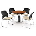 OFM™ 36 Round Multi-Purpose Cherry Table With 4 Chairs, Khaki