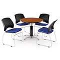 OFM™ 36 Round Multi-Purpose Cherry Table With 4 Chairs, Royal Blue