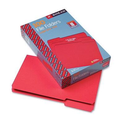 Smead® Legal 1/3 Cut File Folder With 3/4 Expansion; Red, 100/Box