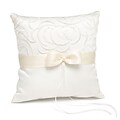 HBH™ 8 x 8 Satin and Swirls Ring Pillow With Bow In Middle, Ivory