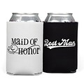 HBH™ 4 1/4(H) Maid of Honor and Best Man Can Cooler Set, Black/White
