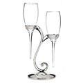 HBH™ Raindrop Flute Glasses With Swirl Stand, Clear/Nickel