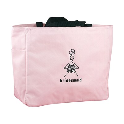 HBH™ 12 x 6 1/2 x 14 Bridesmaid Tote Bag With Black Handles, Light Pink