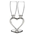 HBH™ Interlocking Heart Flute Glasses, Clear/Silver