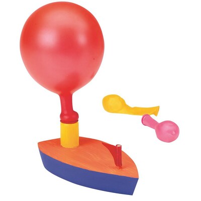 S&S Worldwide Wooden Balloon Powered Boat Craft Kit, 12/Pack (GP1949)