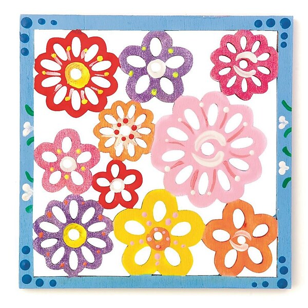 S&S Worldwide Floral Wood Trivet Craft Kit, 12/Pack