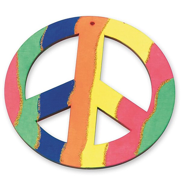 S&S Worldwide Wood Peace Sign Craft Kit, 12/Pack