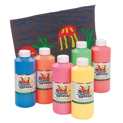 Color Splash Fluorescent Liquid Tempera Paint, 16 oz.