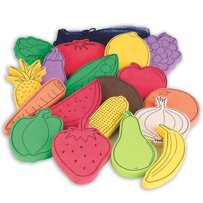 S&S® Flat Foam Foods, Fruit and Veggies, 18/Set