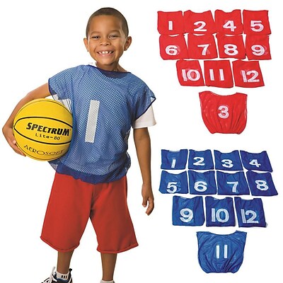 Spectrum™ Youth Numbered Mesh Pinnies, Red