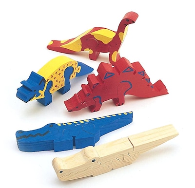S&S® Unfinished Wooden Animal Puzzle, Unassembled Dinosaurs, 12/Pack