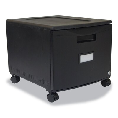 Storex Mobile Vertical File Cabinet, Letter/Legal Size, Lockable, 12.75H x 18.25W x 14.75D, Black