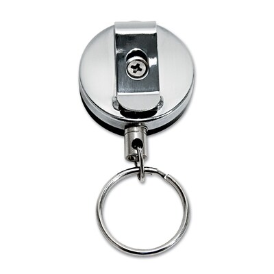 Advantus® 18 Heavy-Duty Retractable ID Card Reel, Black/Chrome, 6/Pack