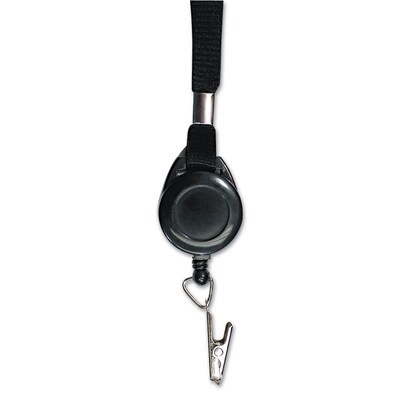 Advantus 36" Lanyard With Retractable ID Reel and Badge Clip, Black, 12/Pack (AVT75549)