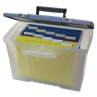 Storex Portable File Storage Box With Organizer Lid, Letter/Legal Size, Clear (STX61511U01C)