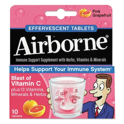 Airborne® Immune  Support Supplement Effervescent Tablets, Pink Grapefruit, 10 Tablets/Pack  (47865-30017)