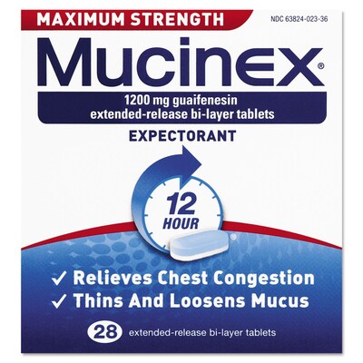 Mucinex® Max Strength Expectorant s, 12 Hour , 28/Pack (63824-02328)