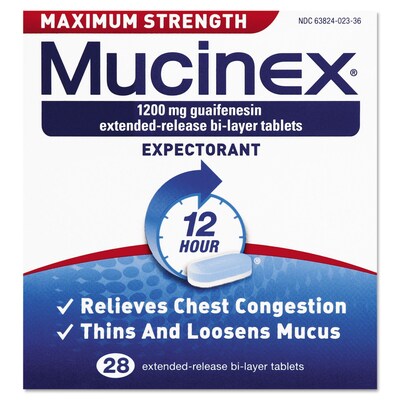 Mucinex® Max Strength Expectorant Tablets, 12 Hour Relief, 28/Pack (63824-02328)