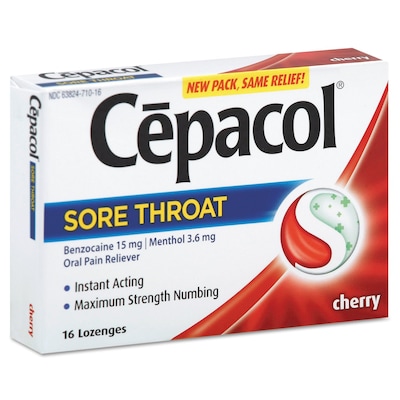 Cepacol®  Extra Strength Sore Throat Oral Pain Reliever, Cherry, 16 Lozenges/Pack (63824-71016)