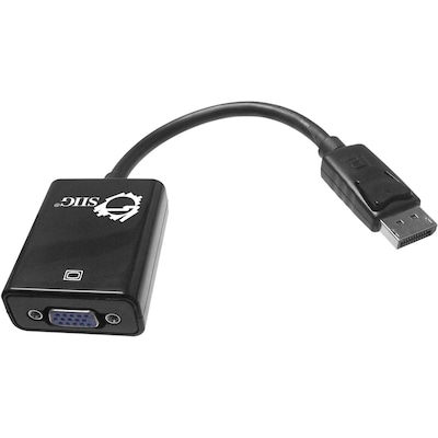 Siig® DisplayPort Male to HD-15 Female VGA Adapter; Black